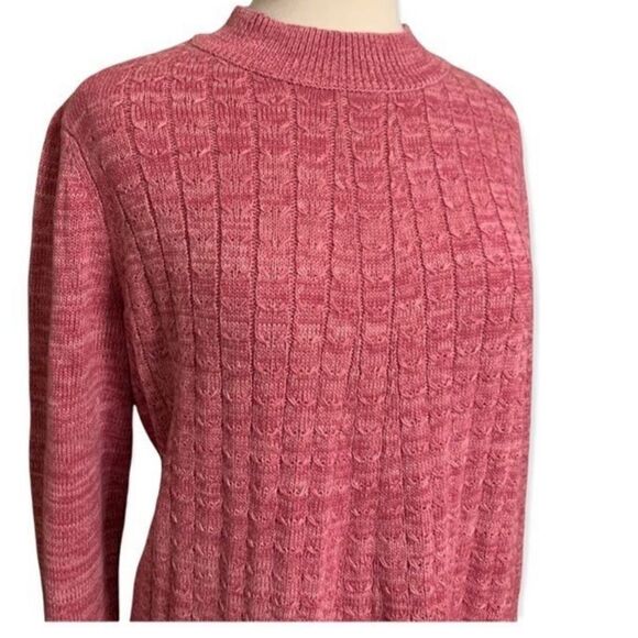 Plus Size Woman Within Pink Long Sleeve Knitted Sweater size 1X Low Turtleneck - Picture 7 of 9